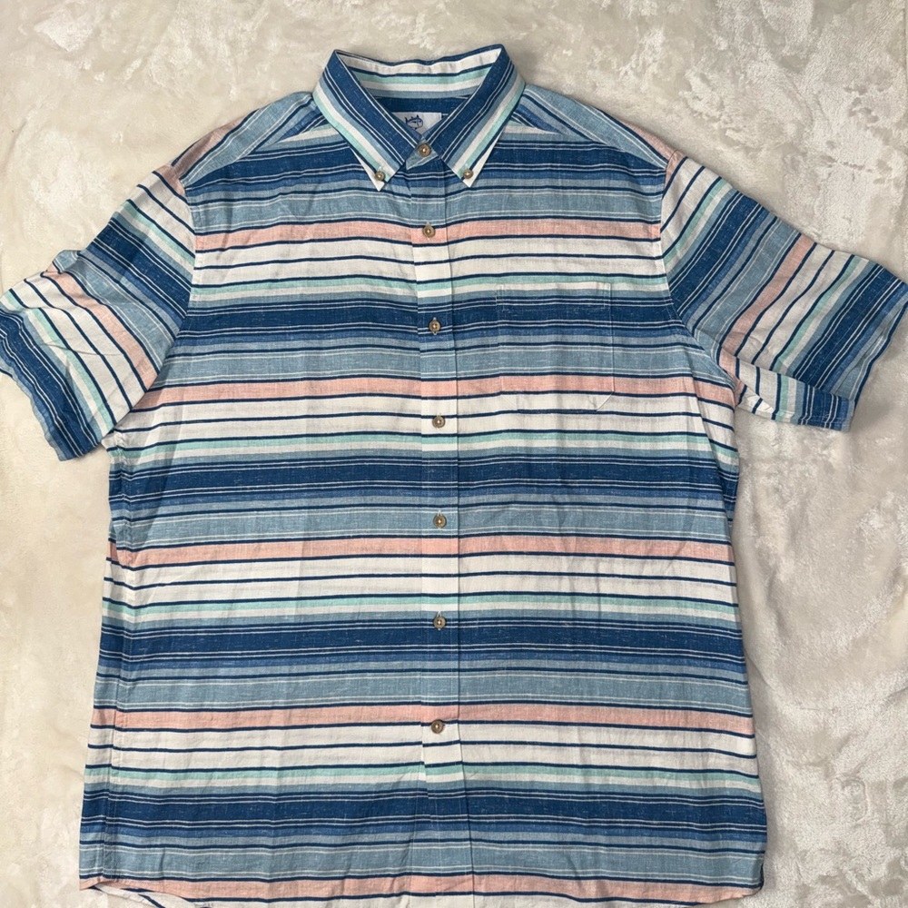 Southern Tide Multicolor Striped Button Down Sport Shirt